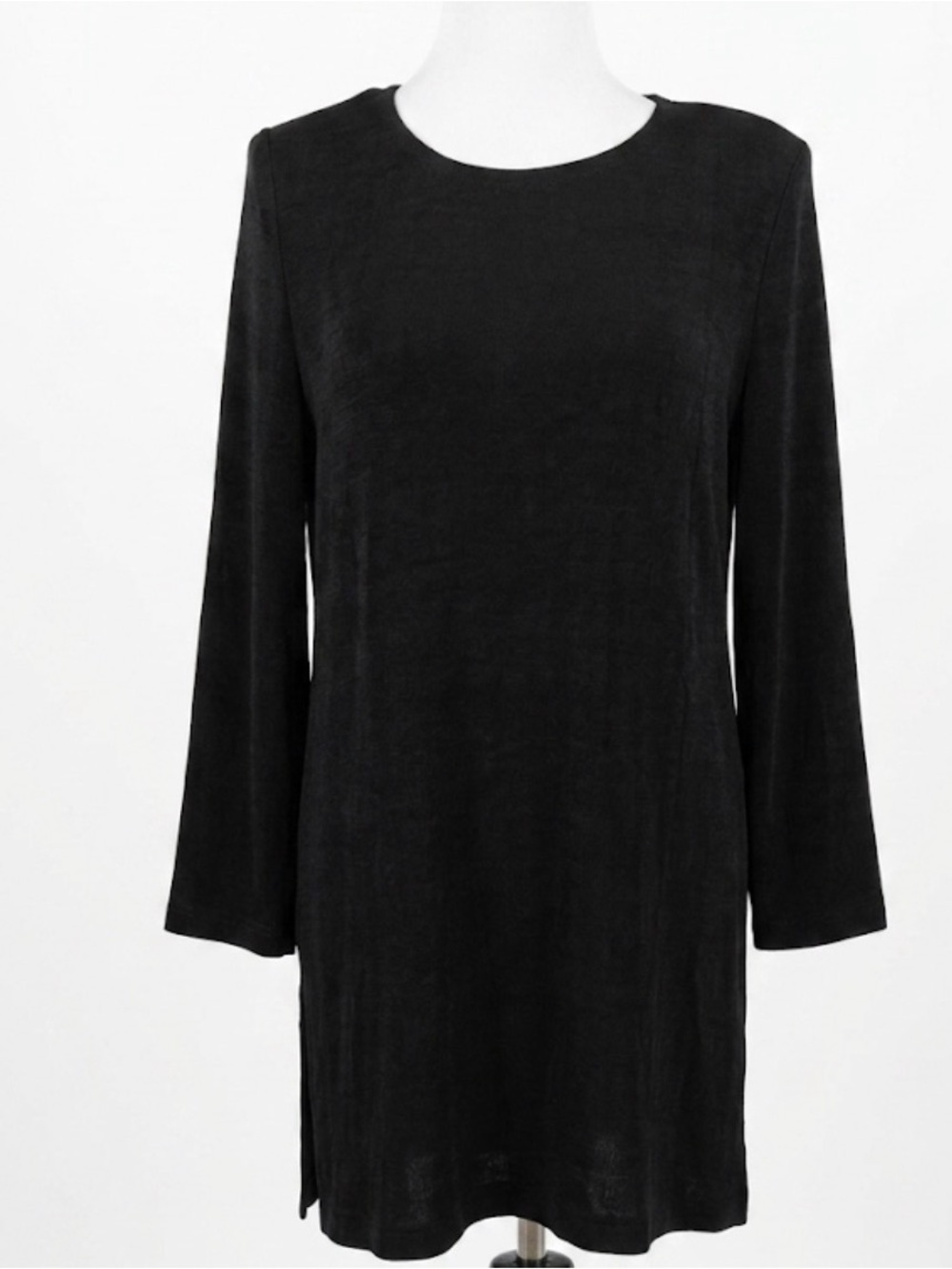 Vtg Softwear by Mark Singer Black Tunic Top Dress Womens Med Made in USA